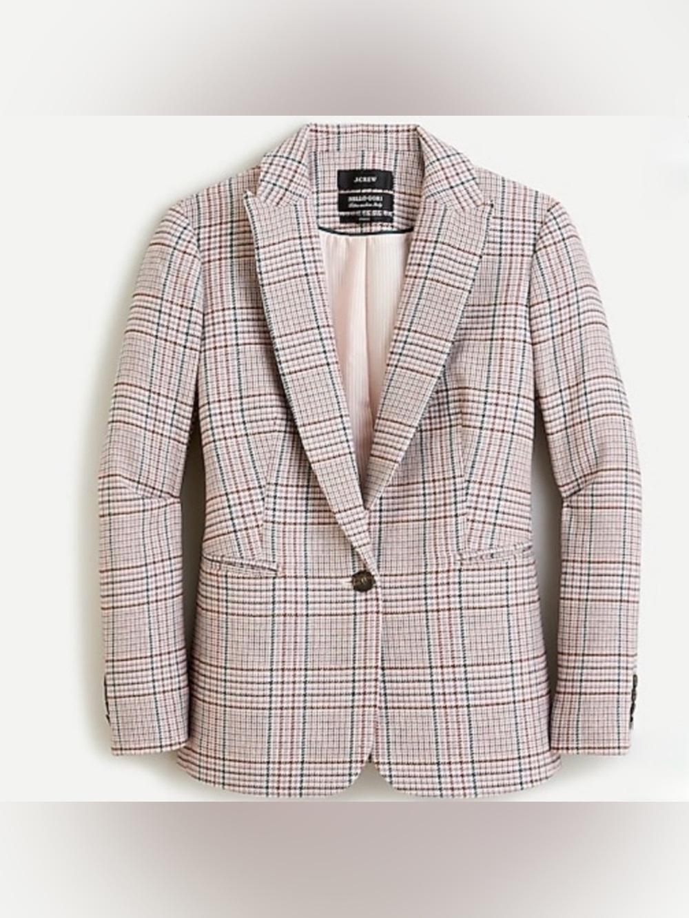 J. Crew Parke Pink Plaid Single-Button Blazer